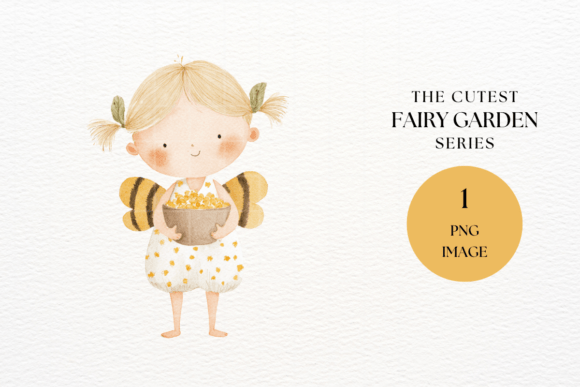 Add Whimsy with a Cute Bee Fairy Girl Honey Bowl PNG