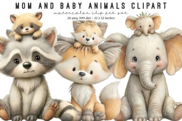 Adorable Designs with the Mom and Baby Animals Clipart