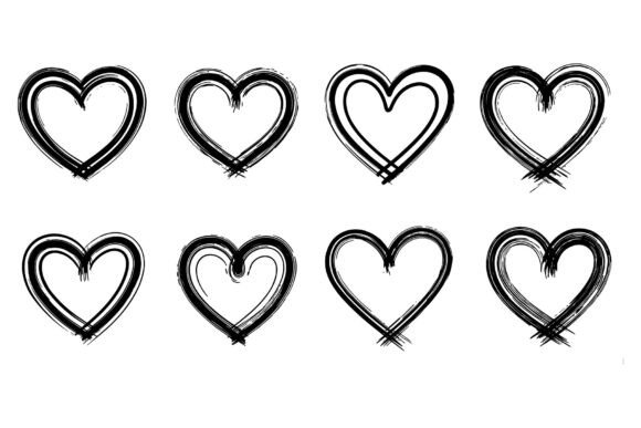Brush Heart SVG Bundle: Hand-Painted Hearts for Modern Designs