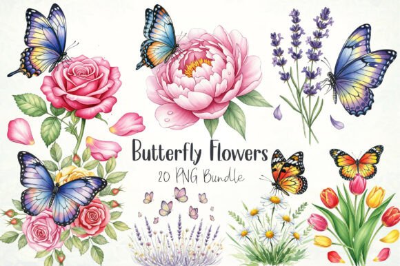 Butterfly Flowers Sublimation Clipart: A Designer's Toolkit for Vibrant Projects