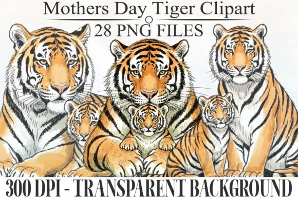 Celebrate Strength and Love with Mothers Day Tiger Clipart PNG