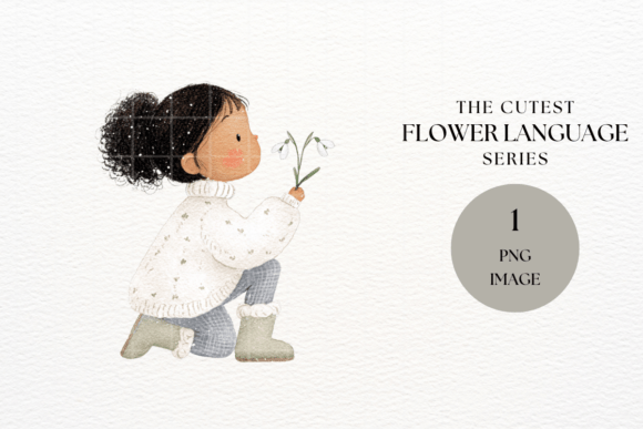 Cozy Girl Holding Snowdrop Flower PNG: A Gentle Touch for Creative Projects