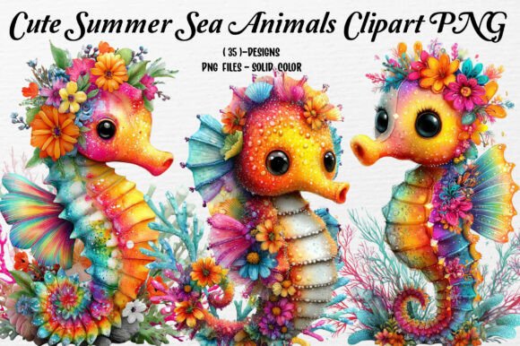 Cute Summer Sea Animals Clipart PNG for Your Projects