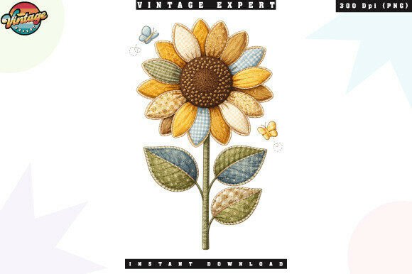 Cute Sunflower Patchwork Scrapbook PNG: A Handmade Touch for Modern Designs