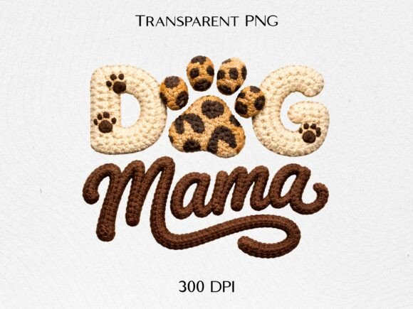 Dog Mama Paw Knitted PNG Design: Cozy Branding for Pet Lovers