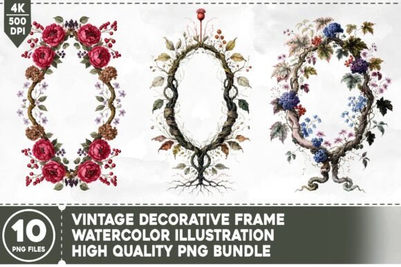 Elevate Projects with a Vintage Decorative Frame PNG Bundle