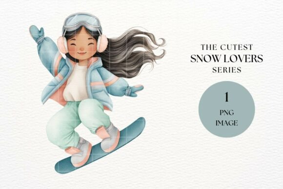 Girl Snowboarding Winter Sports Clipart: A Dynamic Design Asset