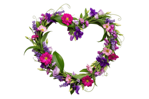 Heart Shaped Floral Wreath with Pink: A Versatile Design Asset