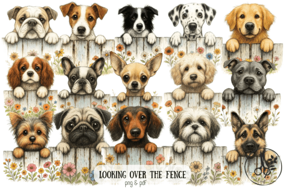 Looking over the Fence: Dog Clipart for Creative Projects