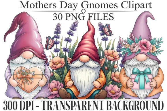 Mother's Day Gnomes Clipart: A Whimsical Design Asset