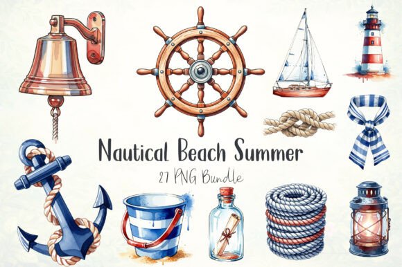 Nautical Beach Summer Clipart: Coastal Designs for Creators