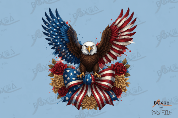 Patriotic Eagle Coquette Bow PNG: A Modern Vintage Design