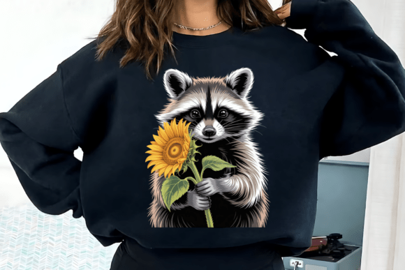 Raccoon Sunflower PNG: Woodland Charm for Your Creative Projects