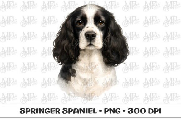 Springer Spaniel Watercolor Portrait: A Versatile PNG for Creators
