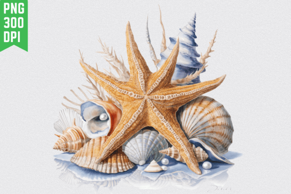 Starfish Coastal Seashell Clipart Sea: A Designer's Summer Asset