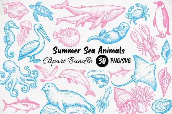 Summer Sea Animals Clipart: Your Go-To Creative Asset