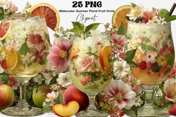 Watercolor Summer Floral Fruit Clipart: A Fresh Design Asset