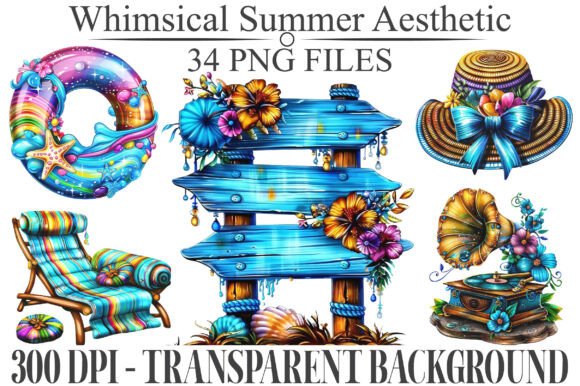 Whimsical Summer Aesthetic Clipart: Vibrant Sunshine Vibes